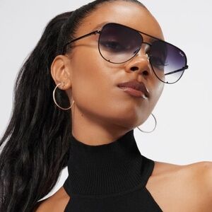 Quay Australia HK Rimless 126 Black Gradient Designer Aviator Pilot Sunglasses